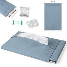 Fashionable Hanging Paper Towel Holder PU Leather Paper Towel Holder Storage Box With Side Pocket Trash Bag With Carabiner Portable Trash Can Outdoor Trash Can Washable And Reusable Cute Multifunctional Box - Multicolor - View 9