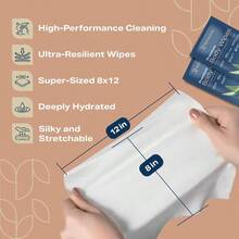 AFRT XL Aloe Vera Shower Body Wipes For Adults 8" X 12" 200 Count Adult Wipes For Elderly Shower Body For Adults Bathing No Rinse Vitamin E +4 Travel - Gói 200 - Xem 5