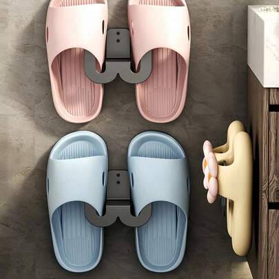 1 Giá để giày treo tường kèm băng dính, giá để dép trong nhà tắm, móc treo cửa nhà vệ sinh không cần khoan, giá đựng giày, phụ kiện nhà tắm, móc chống thấm nước, móc treo dép nhiều màu sắc cho nhà tắm