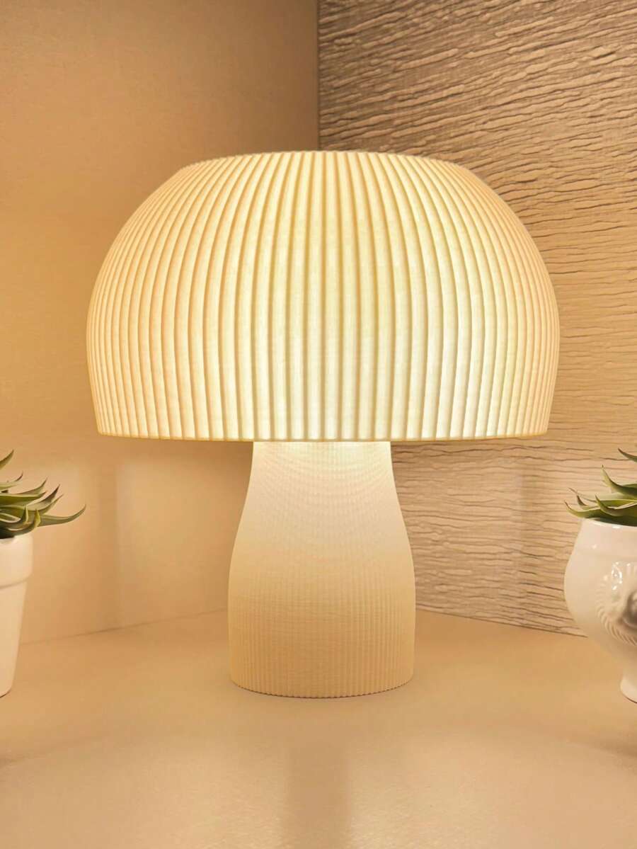 Mushroom Table Lamp, Bedside Lamp, 110V/220V, For Bedroom, Living Room, Or Office. - 白色 - 查看 1