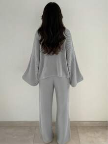 مجموعة كنزة صوفية محبوكة بلون أحادي فضفاضة للنساء، كارديجان أنيق كبير الحجم، أفضل ملابس منزلية كاجوال، ملابس نسائية عصرية وبسيطة