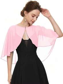 Women's Pink Chiffon Shawl With Pearl Decor, Lightweight Shawl For Spring, Summer, Autumn, Suitable For Bridal And Daily Wear