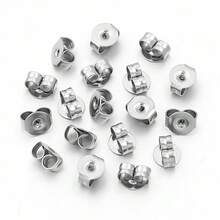 100-200 pezzi/confezione Tappi per orecchie rotondi in acciaio inossidabile, orecchini a perno in acciaio al titanio con chiusura a farfalla, accessori per orecchini, strumenti antiscivolo, all'ingrosso per componenti di orecchini fai-da-te