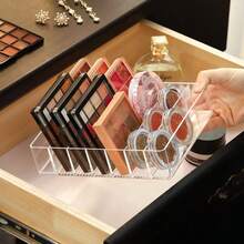 1 pieza Organizador de paleta de sombras de ojos, Organizador de maquillaje para paleta de sombras de ojos y organizador de lápices labiales, Almacenamiento de maquillaje para cajón de tocador, Sombras de ojos, Lápices labiales, Almacenamiento de cosméticos modernos, Paleta de maquillaje compacta Organizar, Para encimeras de baño, Tocadores