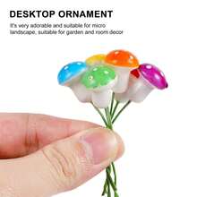 50 قطعة فطر صغير نموذج مصغر زهرة اصطناعية ديكور حديقة فراشة نبات مزروع في أصيص راتنج حرفي ديكور منزلي DIY زخرفة منظر طبيعي مصغر - متعدد الألوان - مشاهدة 3