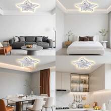 Ceiling Fans With Lights Remote Control, 27" Black, 6 Speeds 3 Light Color Low Profile Flush Mount Ceiling Fan For Kitchen Bedroom - 白色 - 查看 7