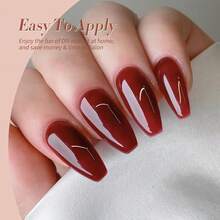 Jelly Burgundy Gel Nail Polish Sheer Milky Jelly Nude Brown Wine Red Gel Polish Crystal Transparent Gel Polish Set Fall Autumn Ember Jelly Series Nail Art Varnish Manicure Collection Gift{Inchcolor_nameinch:InchAutumnEmberinch} - 秋燼 - 查看 5