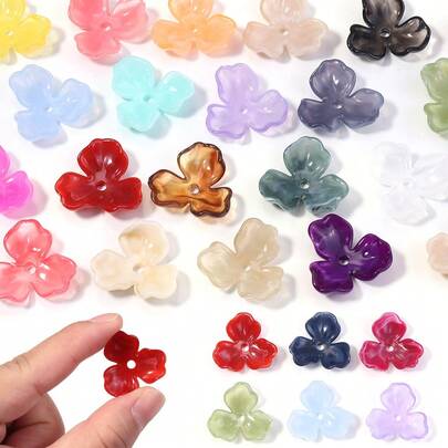 10pcs/Pack Acrylic Tie Dye Tri-Petal Flower, Gradient Floral Craft Supplies, DIY Jewelry Making Materials For Earrings, Necklaces, Bracelets, Hair Clips, Gift Packaging, Clothing & Bag Decorations