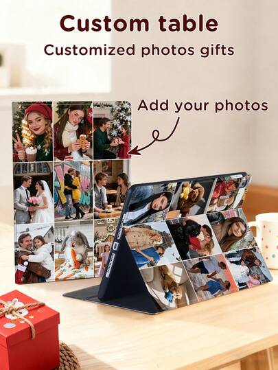 Anpassningsbart multifunktionellt vikbart iPad-skal med 9 bilder - Bokstilsfodral för iPad 10:e generationen, iPad 7:e/8:e/9:e generationen 10,2 tum, kompatibel sung Galaxy Tab S6 Lite 10,4 tum, fallskydd - perfekt present till män, kvinnor, familj, vänner till jul, nyår, födelsedag