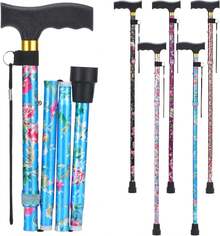 Bastón de caminar para mujeres y hombres, plegable, ligero, elegante y plegable, bastón plegable |   bastones para personas mayores y adultos con cómodo mango en T - plano - Ver 12