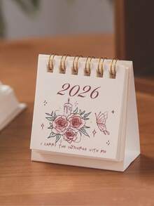1pc 2026 Rose Series Mini Desk Calendar, Creative Portable Desktop Calendar, Ins Style - Multicolor - View 7