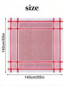 Two-Piece Arabic Red And White Checkered Headscarf Set (Including 57cm Headband) - 140cm, Traditional Burgundy Print, With Black Headband. - Red + Bearded 57 Headband - View 3