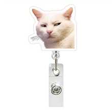 1pc Retractable Cat Face Badge Reel, Cute Nurse, Doctor, Office ID Card Holder - Durable Acrylic Pet Style Accessory, Suitable For Cat Lovers, Women ID Card Holder, Cute ID Card Case, Office, Nurse Badge, Mental Health, Office Pass Holder, Nurse Badge
