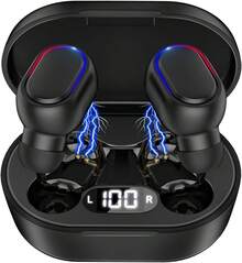 Auricular Bluetooth inalámbrico con Pantalla Digital, Mini Audífonos Inalámbricos con Microfono, Bluetooth Auriculares Agua audifonos a Prueba de táctil, Compatible para Samsung - 1 - Ver 8