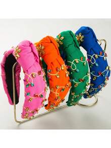 女孩时尚巴洛克风格水钻花朵宴会刺绣发箍 - 均碼 - 查看 1