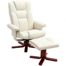 Schaukel Relaxsessel mit Hocker & Liegefunktion, 135° verstellbar, Kunstleder, 150kg belastbar, für Wohnzimmer