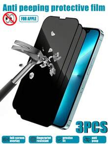 3 Stücke gehärtetes Glas Bildschirmschutz, Blickschutz, kratzfest, klar, kompatibel mit iPhone 17 Pro Max/17 Pro/17 Air/17/16e/16 Pro Max/16 Pro/16 Plus/16/15 Pro Max/15 Pro/15 Plus/15/14/13/12/11, wasserdicht, stoßfest, einfache Installation, Handyzubehör, schützt Privatsphäre und Sicherheit