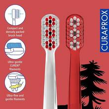 Cepillo Dental Curaprox School – Para Niños de 4+ Años |   Ultrasuave y Compacto (Rojo, Verde) - Rojo, verde - Ver 3