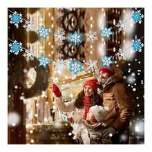 Glitter Frozen Snowflake Garland Banner Winter White And Blue Snowflakes For Wonderland Frozen Party Decorations, Birthday And Christmas Deco{Inchcolorinch:InchWhite And Blueinch} - 白色和藍色 - 查看 8