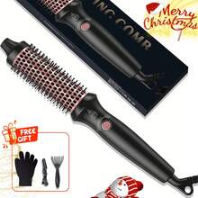 "Portable Hair Volumizing Brush With Adjustable Temperature, 200°C For Curly & Bouncy Hair – Compact & Travel-Friendly, Perfect For Daily Use, Home & On-The-Go Styling –  Hair Care" - 查看 1