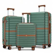 Suitcase 20 24 28 Inch Cabin Carry On Check In ABS PC Hard Shell Spinner Wheels Lock Small Medium Large Travel Luggage Set For Holiday Family - Verde Oscuro - Ver 13