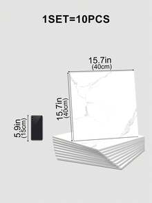 10片装3D亮面塑料大理石纹瓷砖墙贴 - 自粘可移除乙烯基墙贴，尺寸分别为5.9/7.8/11.8/15.7英寸，适用于厨房、浴室、客厅、家具翻新和特色墙 - 高品质时尚网格图案，轻松打造DIY家居装饰 - 彩色 - 查看 12