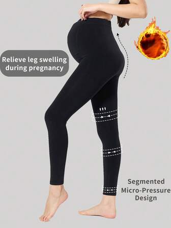 1PC Maternity Pregnancy-Friendly Minimalist Leggings For Women - High-Waisted Sexy Leggings For Autumn & Winter, Thermal Lined Thick Pantyhose, Slim-Fitting Shaping Tights, Sexy Tight Stirrup Tights (Suitable For 5-15℃ Wear)