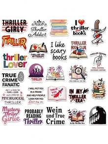 50pcs/Set Aesthetic Darkness Romance Thriller Books Stickers, DIY Decorative Decals For Luggage Notebook Laptop Water Bottle Guitar Phone Stationery Sticker - Multicolor - View 4