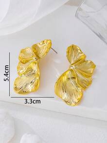 1 par de pendientes de mujer con diseño minimalista de media flor con acabado metálico, regalo para ella