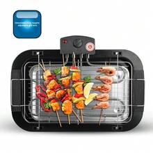 Parrilla eléctrica de alta potencia para uso doméstico: potencia potente de 2000 W, equipada con una parrilla duradera y de alta calidad, disfrute de la diversión de la barbacoa familiar. - Negro - Ver 3