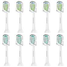 Cabezales de cepillo de dientes de repuesto compatibles con Sonicare - Recambio de cepillo de dientes eléctrico suave y eficaz para el control de la placa, paquete de 10 {color_name:Blanco - Blanco - Ver 2