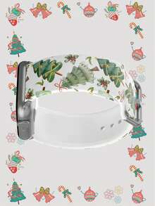 [圣诞主题智能表带] 1 条节日硅胶智能手表表带，兼容 ，完美适用于所有型号和系列（包括 Ultra/SE/1-11 系列），外壳尺寸为 38 毫米、40 毫米、41 毫米、42 毫米、44 毫米、45 毫米、46 毫米和 49 毫米。适合男士和女士节日的礼物 - 彩色 - 查看 4