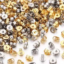 100-200 pezzi/confezione Tappi per orecchie rotondi in acciaio inossidabile, orecchini a perno in acciaio al titanio con chiusura a farfalla, accessori per orecchini, strumenti antiscivolo, all'ingrosso per componenti di orecchini fai-da-te