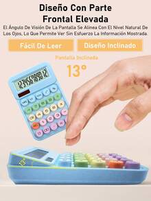 2/4/6  Pieza Calculadora De Escritorio Mecánica Con Teclado Mecánico De Colores Claros, Calculadora De Oficina 12 Dígitos Pantalla Grande. Doble Suministro De Energía (batería Solar + Batería) - 6 piezas - Ver 5