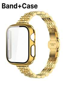 Huastonband 適用於 38mm/40mm/41mm/42mm/44mm/45mm/46mm/49mm，14mm 超薄金色金屬 7 珠可調節錶帶，相容 Ultra 3/2/1 SE S11/S10/S9/S8/S7/S6/S5/S4 系列，女款金色風格，相容，手錶保護殼，智慧手錶配件 - 金色 - 查看 4