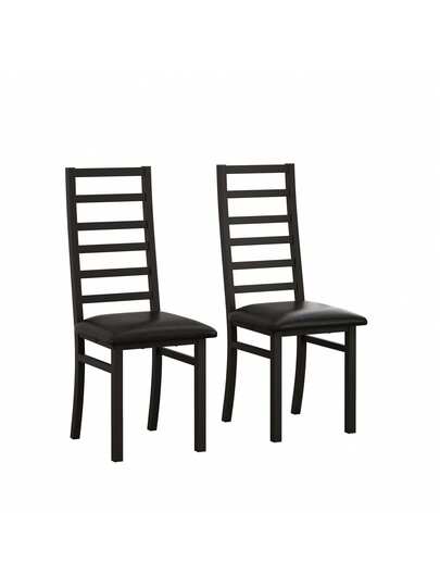 Set Of Dining Chairs Steel Legs PU Leather Seats Kitchen Living Room Zwart Grijs view 7