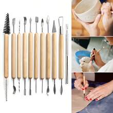11pcs Ceramic Clay Sculpting Tools Set, Double-Sided Polymer Clay Sculpting Tools Kit With Smooth Wooden Handles, Professional Ceramic Clay Sculpting Tools