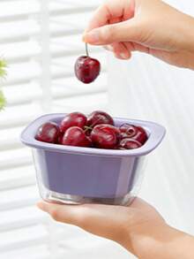 1pc超实用少女心精致迷你双层沥水篮果蔬洗菜篮水果清洗工具可爱迷你优质果盘沥水盆省钱指南（随机贴纸，轻微划痕，正常现象） - 彩色 - 查看 18