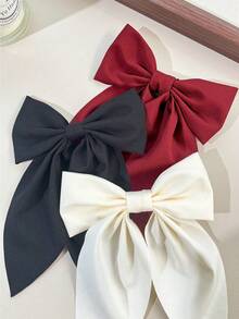 3pcs Minimalist Versatile Hair Clips, Fashion Black & White Bow Hair Clips, Hair Accessories Claws - Multicolor - View 7