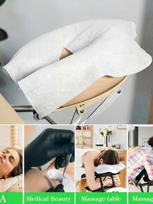 HMQ beauty 50pcs Disposable Face Headrest Covers Soft Non-Sticking Massage Face Covers For Massage Table Chairs SPA Salon Eyelash Grafting Beauty Tool - White - View 7