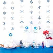 SnowflakeSnow BlueSilver Christmas PartyDecorations Garland 6pcs Winter Wonderland Girl Frozen Birthday Hanging Decoration Streamers Banner  New Year Supplies Holiday Decor Panduola - 灰藍銀 - 查看 6