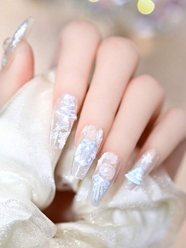 ملصقات فن الأظافر بالليزر الأزرق بأنماط شجرة عيد الميلاد/رجل الثلج/قبعة سانتا/قصب السكر/بالونات، ملصقات فنية زخرفية للنساء المهتمات بالجمال لإبراز جاذبية أظافرهن، أدوات صالون الأظافر DIY للمبتدئين وهواة فن الأظافر، مناسبة لمناسبات عيد الميلاد والرحلات وحفلات العطلات