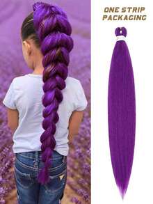 Halloween Pre Stretched Braided Hair Extension 24 Inch Braid Without Knot Box Professional Synthetic Crochet Natural EZ Braid Burn Black Wine Hair Band For Halloween And Christmas New Year Carnival Music Festival