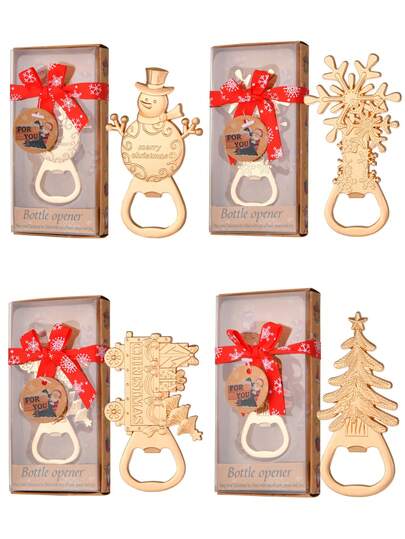 1 pezzo Apribottiglie natalizio, a forma di pupazzo di neve, albero di Natale, fiocco di neve, regalo di Natale, accessorio bar, decorazione per feste, Natale, adatto per esterno, campeggio, festa di compleanno, matrimonio, Capodanno, souvenir, anniversario, bomboniera