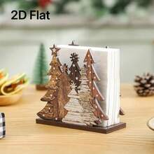 Christmas Wooden Tree Paper Towel Holder - Desktop 3D Tissue Stand, Napkin Base For Holiday Home Decor