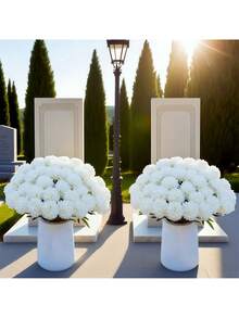 1/6 unidades de Crisântemo Branco Artificial - Buquê de Plástico Realista e Resistente aos Raios UV, Ideal para Decoração de Casa/Exterior/Casamento/Jardim. Perfeito para Funerais, Dia da Memória, Despedidas e Decorações de Festas de Outono e Inverno. - Cor/estilo aleatório - Ver 5