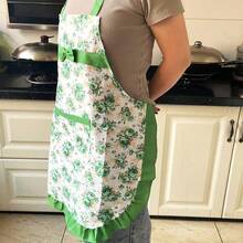 1pc Floral Print Women's Breathable & Lightweight Apron With Pockets, Suitable For Kitchen, Cooking And BBQ