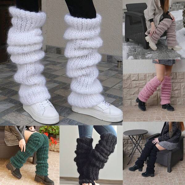 Lange Mohair-Socken für Frauen, modische Stricksocken