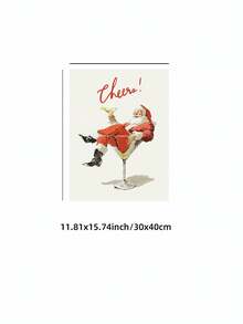 1pc Frameless Cheers Santa Poster Fun Vintage Christmas Wall Art Retro Holiday Cocktail Print Festive Canvas Painting For Living Room Bedroom Dorm Room Decor Poster Funky Posters Room Decor Bedroom Prints For Wall Vintage Santa Art Holiday Cocktail Poster Retro Christmas Decor - Multicolor - View 12