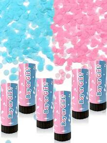 2个蓝色和粉色性别揭晓派对礼炮，适用于生日、派对、婚礼、洗礼、装饰道具 - 彩色 - 查看 2